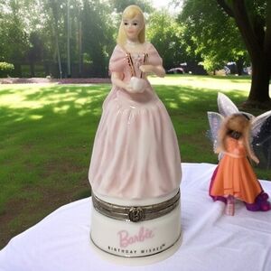 Birthday Wishes Barbie Porcelain Trinket Box Hinged Cupcake Midwest Cannon Falls